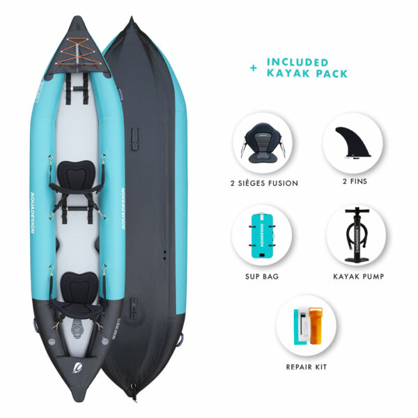 AQUA DESIGN KOLOA 360 Kajak na napuhavanje plavi dvosjed - Slika 4