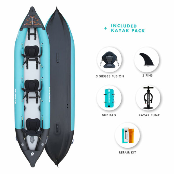 AQUA DESIGN KOLOA 400 Kajak na napuhavanje plavi trosjed - uzorak - Slika 2