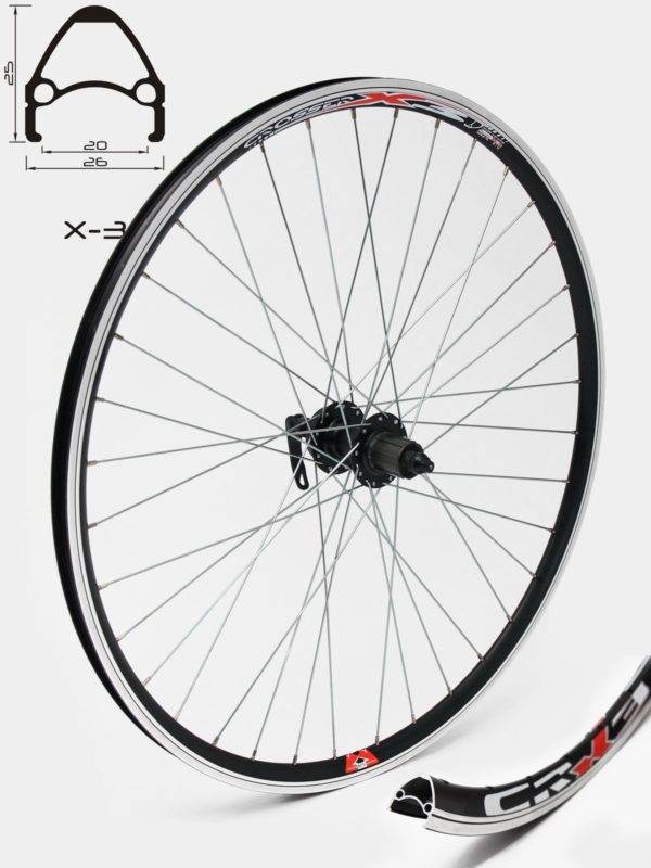 KOTAČ STRAŽNJI 28 X3 CRNI 36H D142 QR DICS CASS UCP SPOKES CROSSER