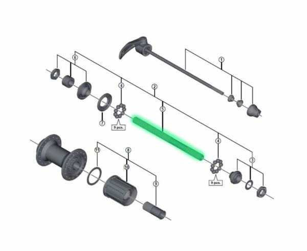 SHIMANO Osovina Axle FH-HG20QR 146mm 5-3/14" - Slika 2